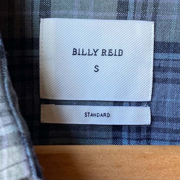 Billy Reid Green-and-Blue Plaid Long Sleeve Button Down, Size Small - Picture 5 of 9
